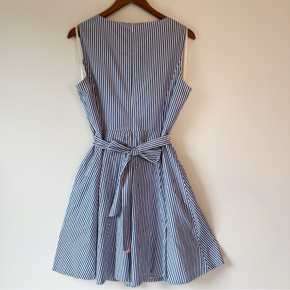 Pappagallo Blue White Fit & Flare Sleeveless Dress Nautical Preppy, size Medium - Picture 8 of 16